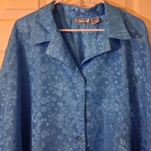 🎄Blue Floral Button-Up Nightshirt Size PLUS PTP 32"